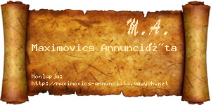 Maximovics Annunciáta névjegykártya